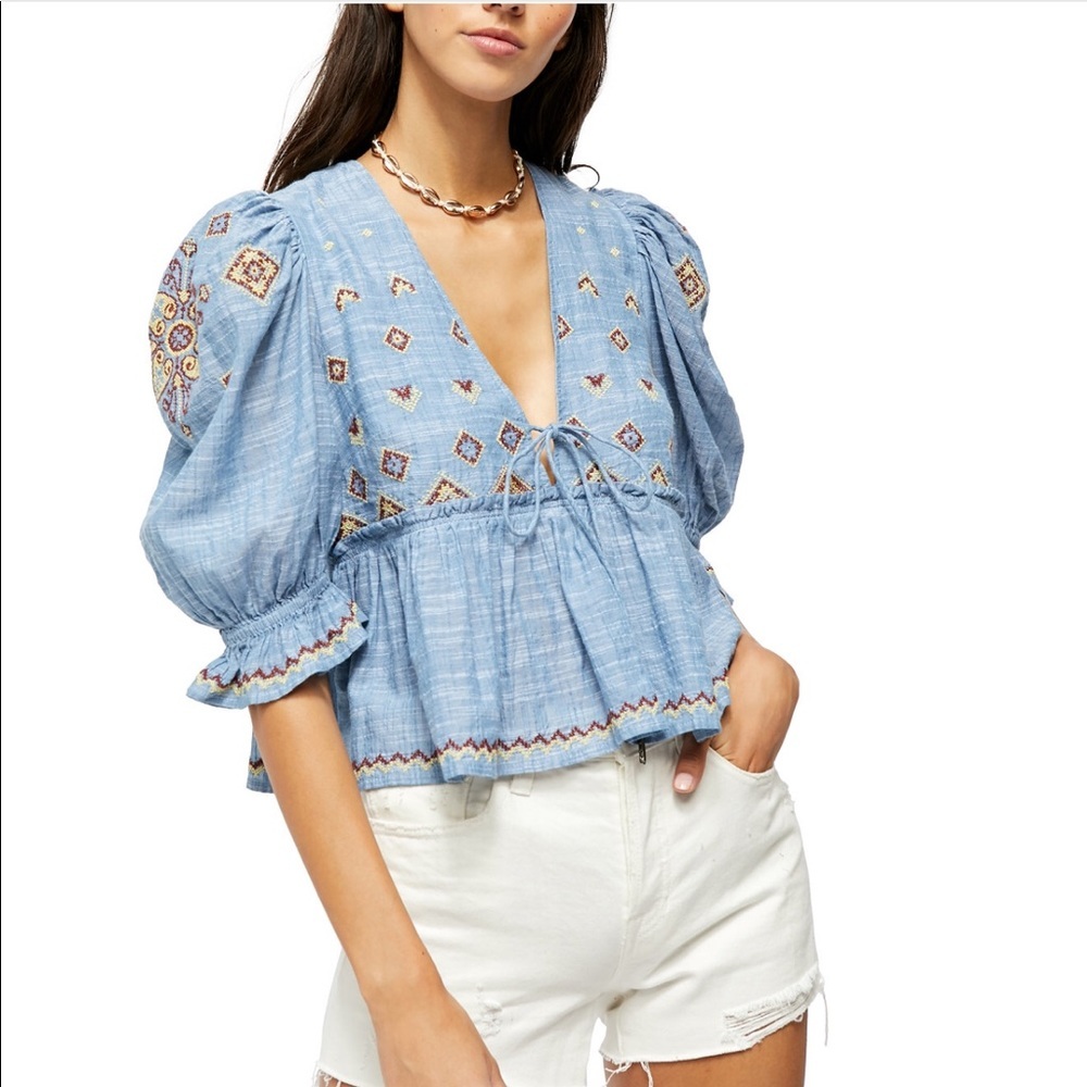 Free People Tallulah Embroidered Top - Picture 3 of 9
